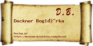 Deckner Boglárka névjegykártya